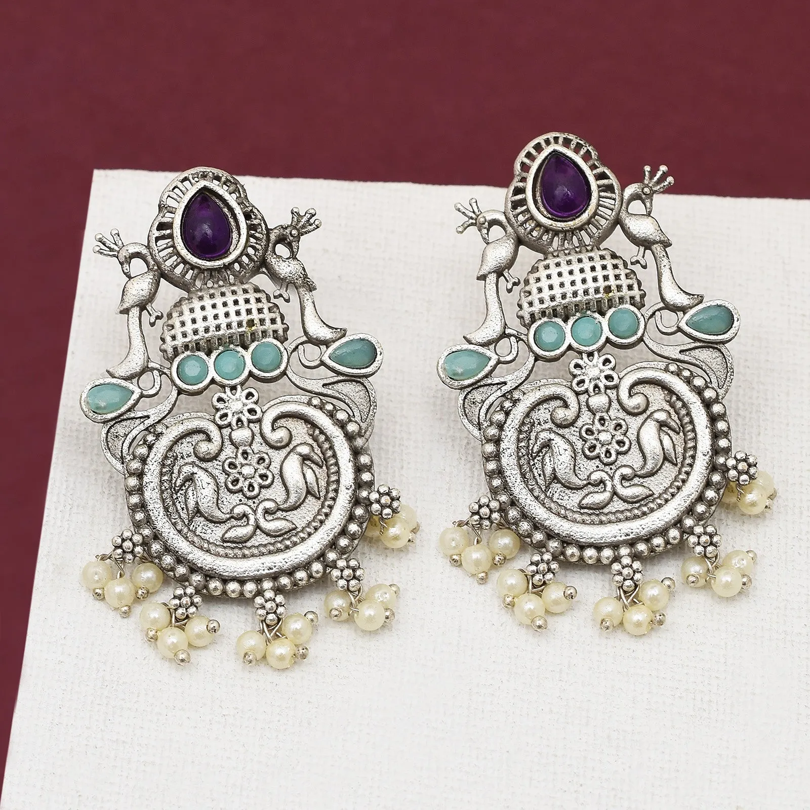 Sarika Peacock Stud Earring