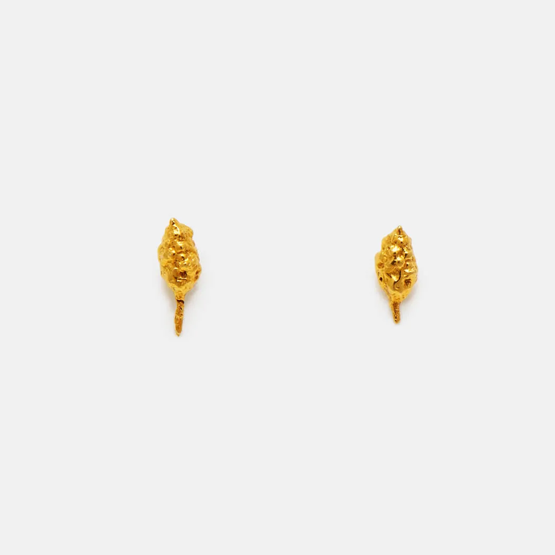 Seeds of the forest - stud earrings - silver 925 - gold plated