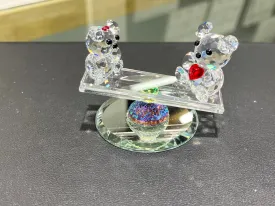 Seesaw Teddies Crystal Figurine