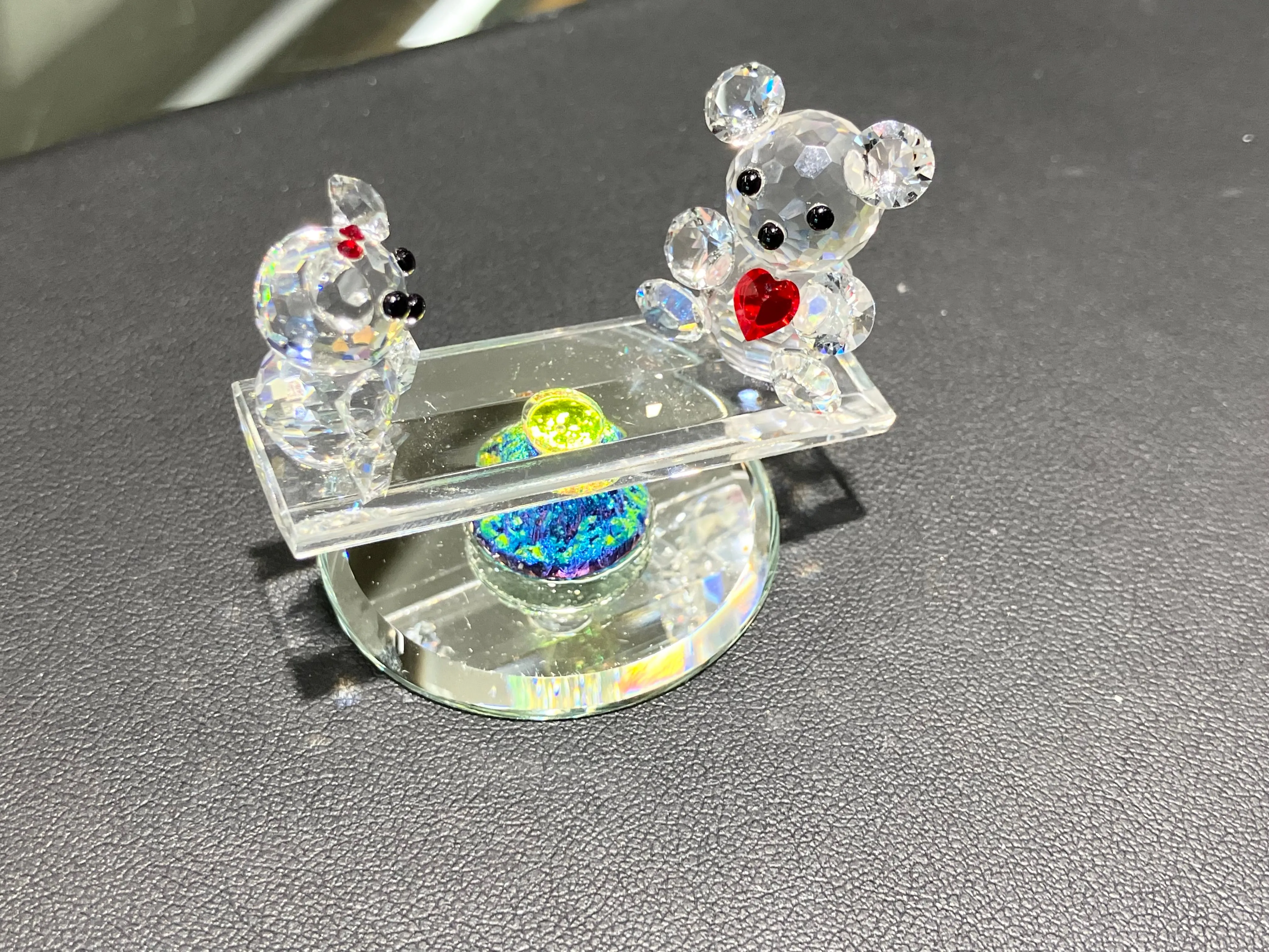 Seesaw Teddies Crystal Figurine