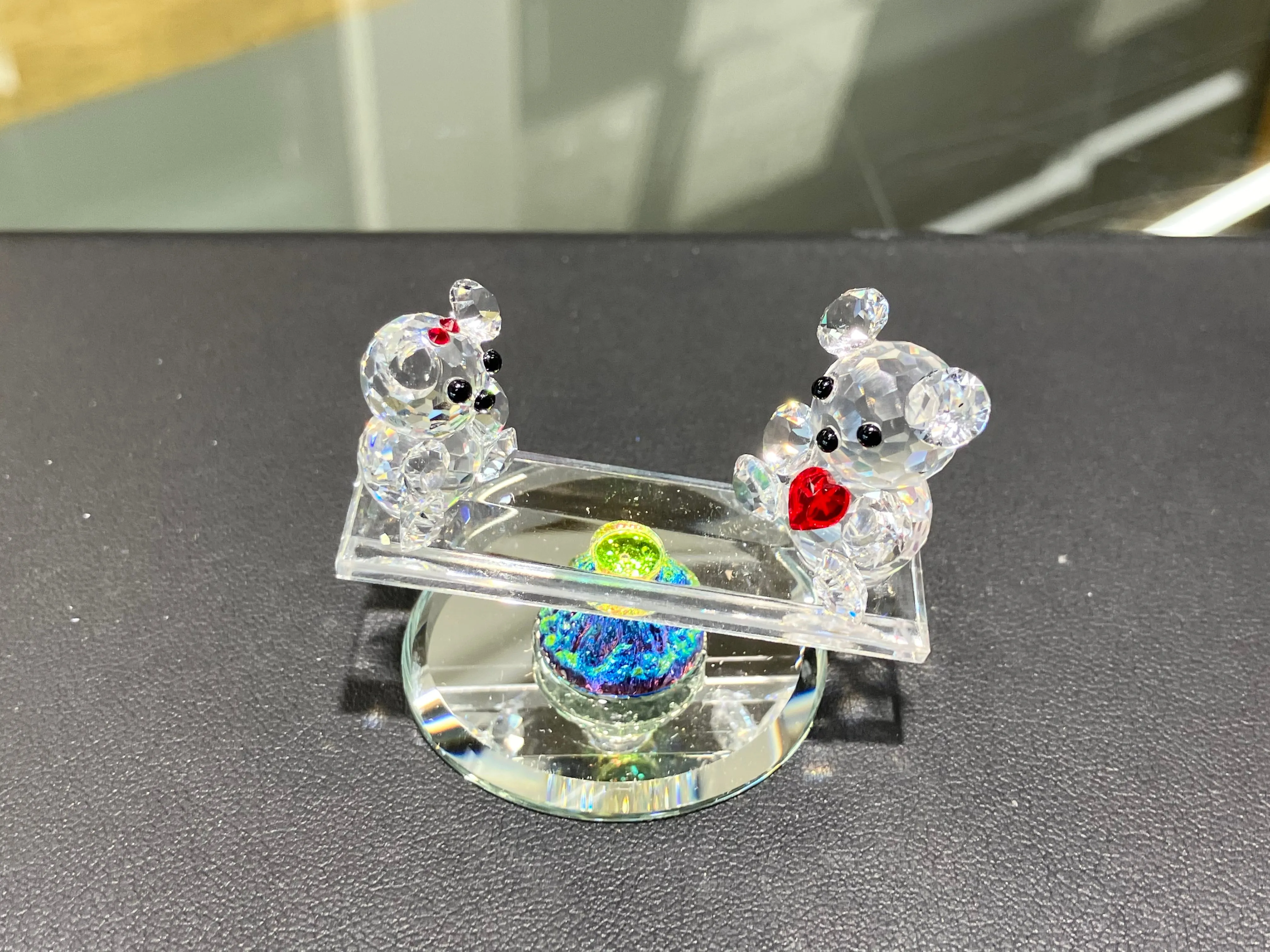 Seesaw Teddies Crystal Figurine