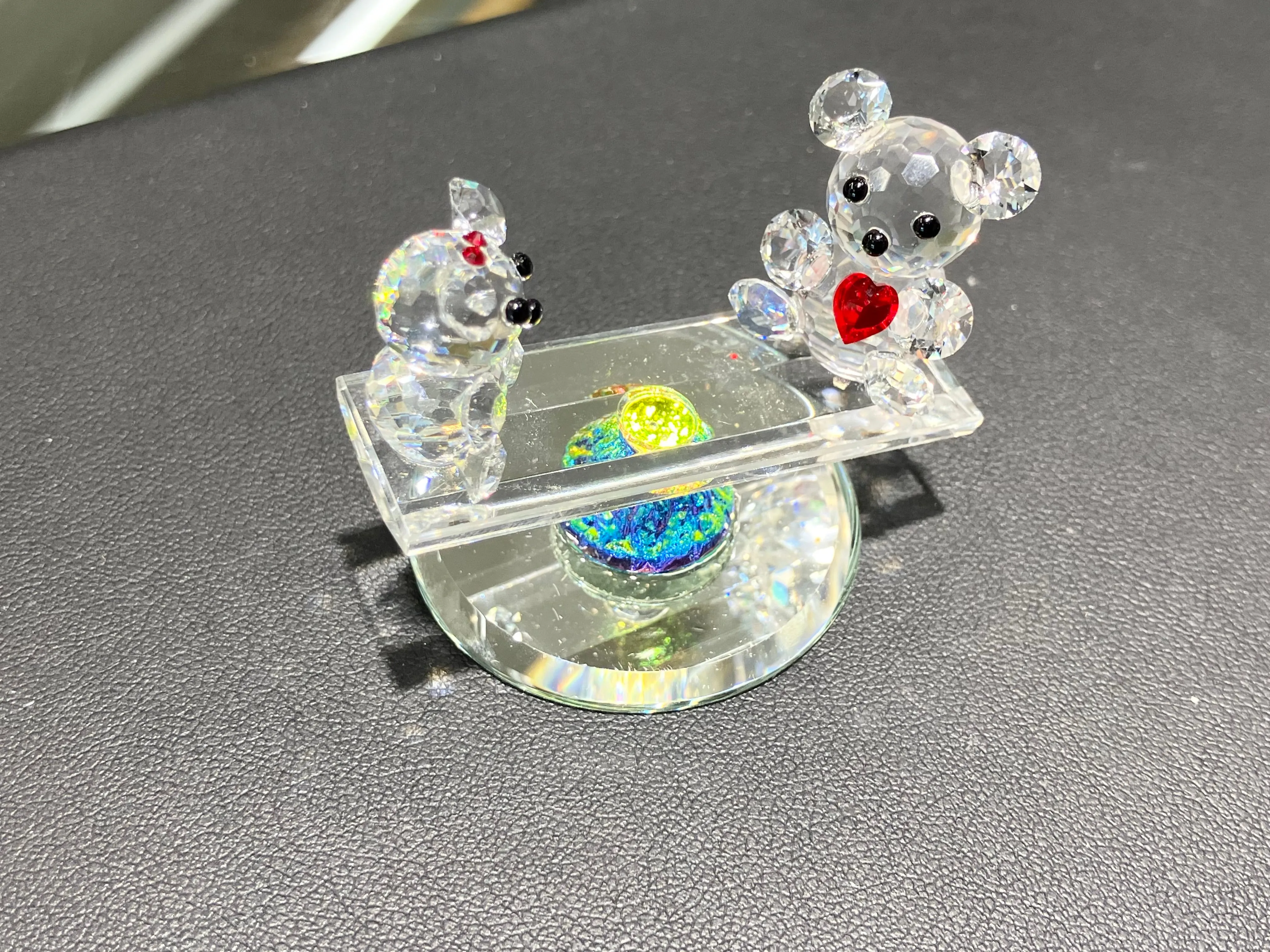 Seesaw Teddies Crystal Figurine