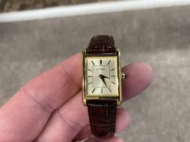 Seiko Women's Gold Colored Watch With Leather Strap