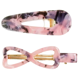 Serendipity Hair Clip Set in Pink Marble