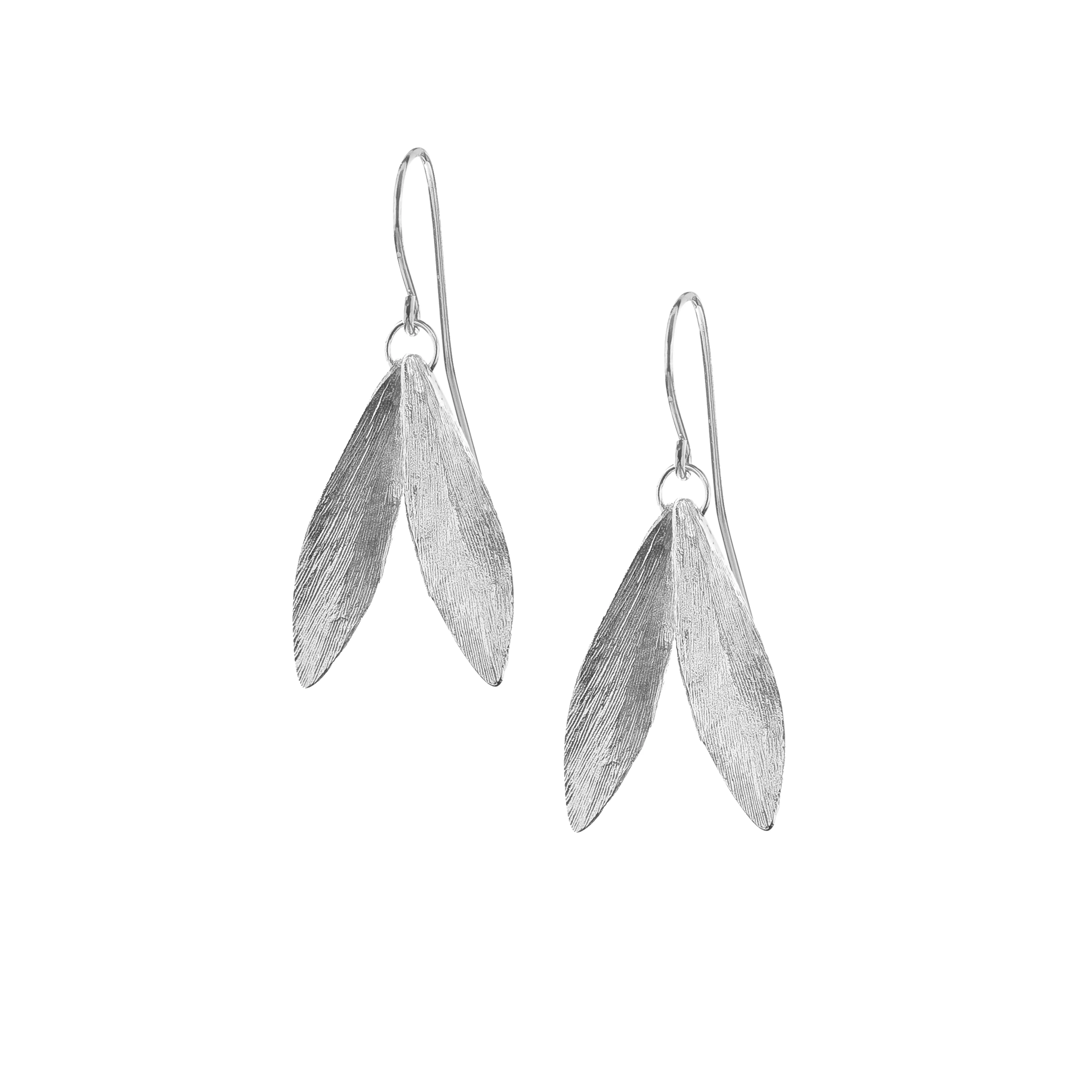 Silver Double Leaf Earrings