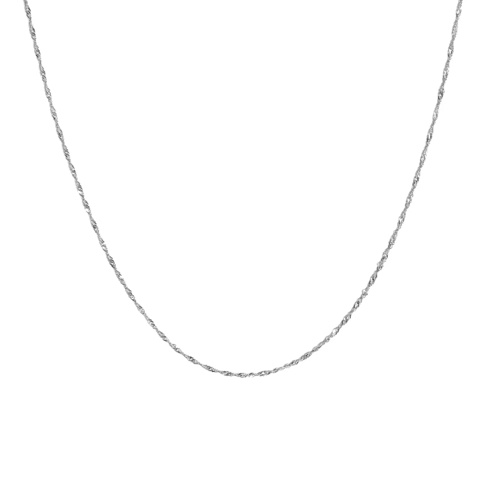 Singapore Chain Necklace | Solid 14k White Gold