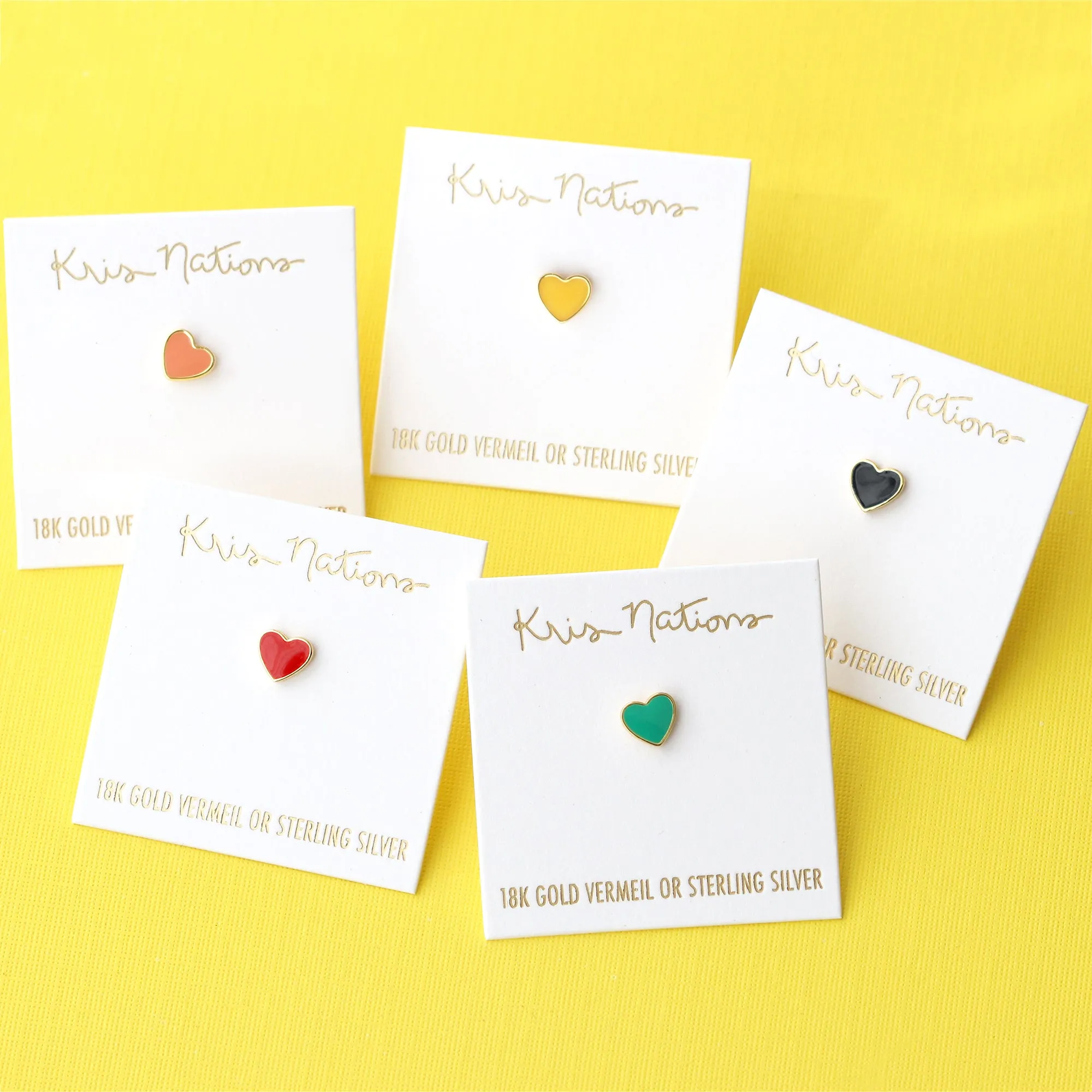 Single Petite Heart Enamel Stud Earrings