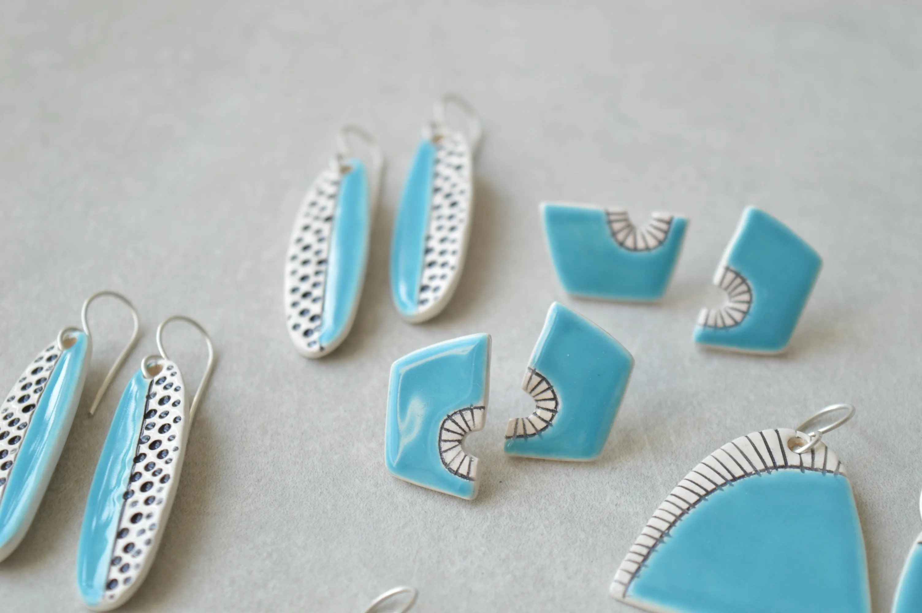 Sky blue geometric stud earrings