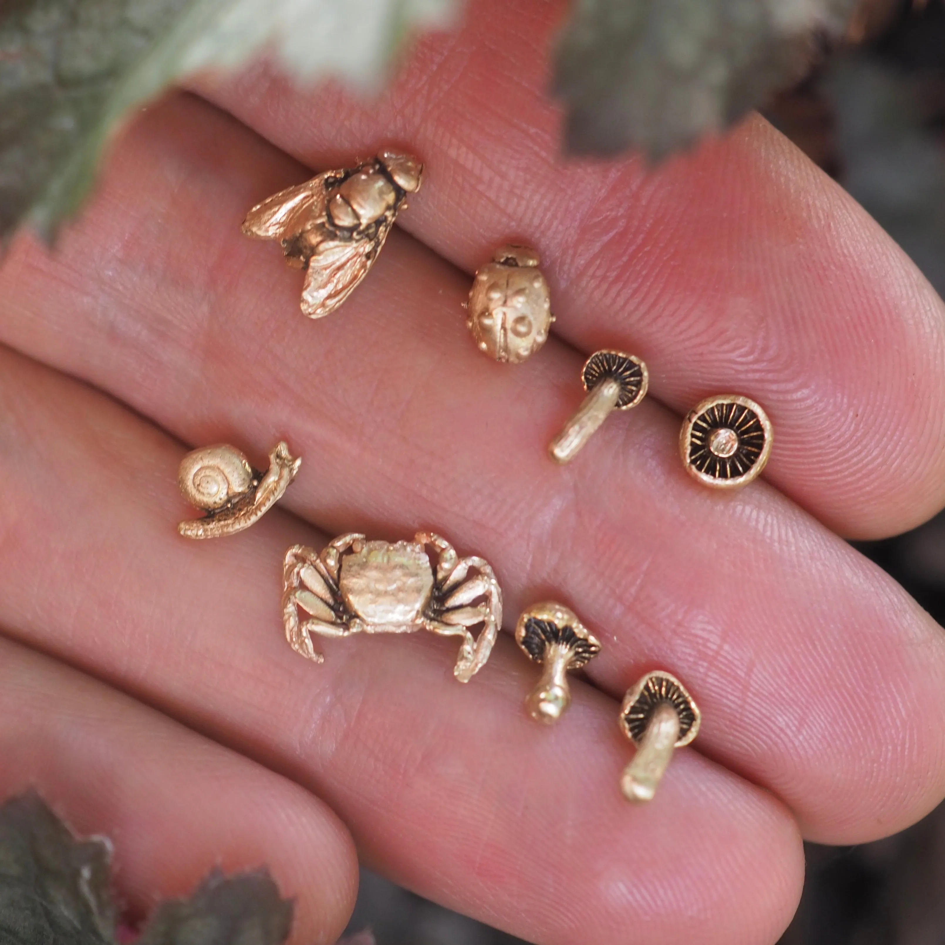 snail earrings in gold