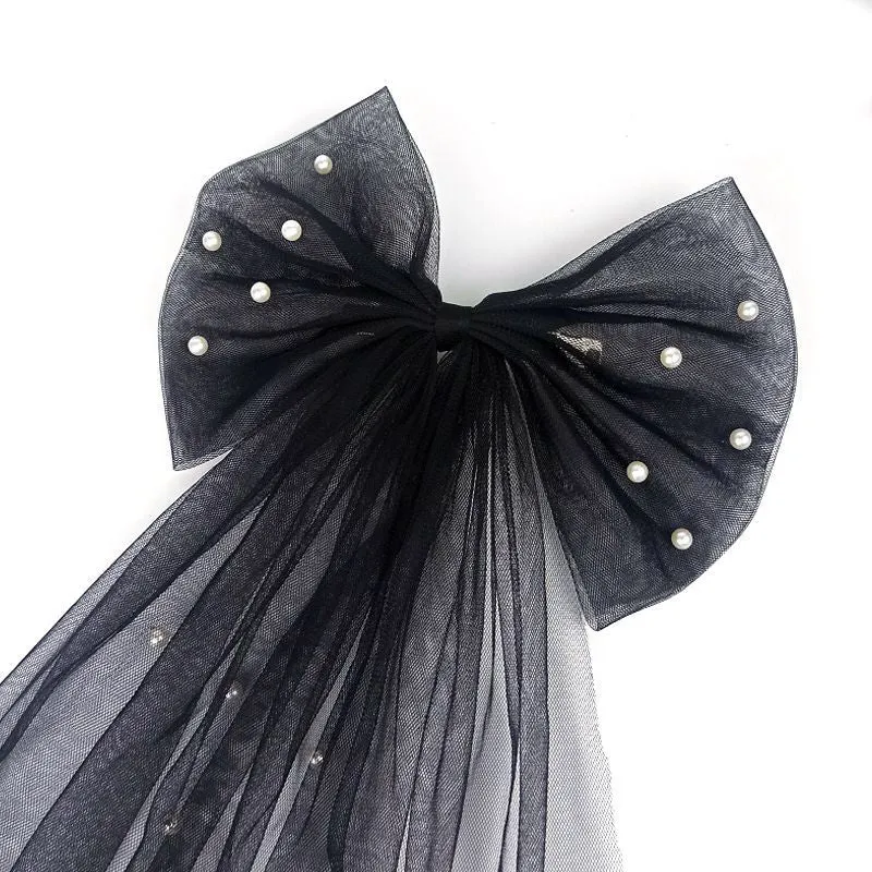 Sparkly Sequin Polka Tulle Lace Bow Knot Hair Clip