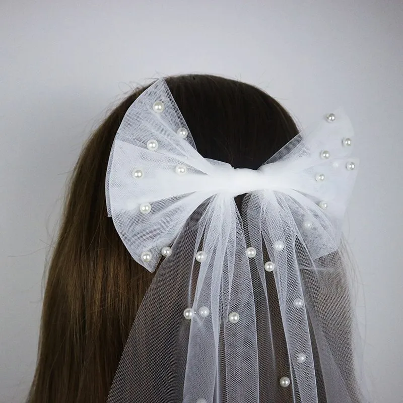 Sparkly Sequin Polka Tulle Lace Bow Knot Hair Clip