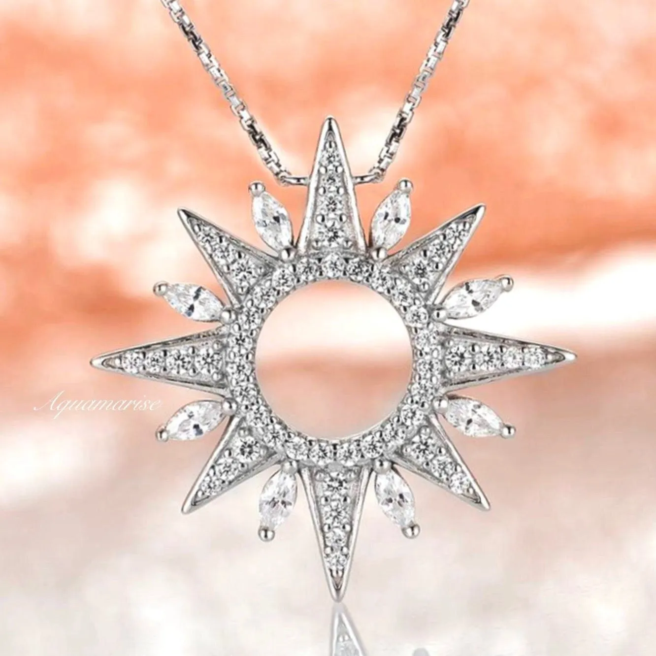 Starburst Diamond Necklace- Sterling Silver