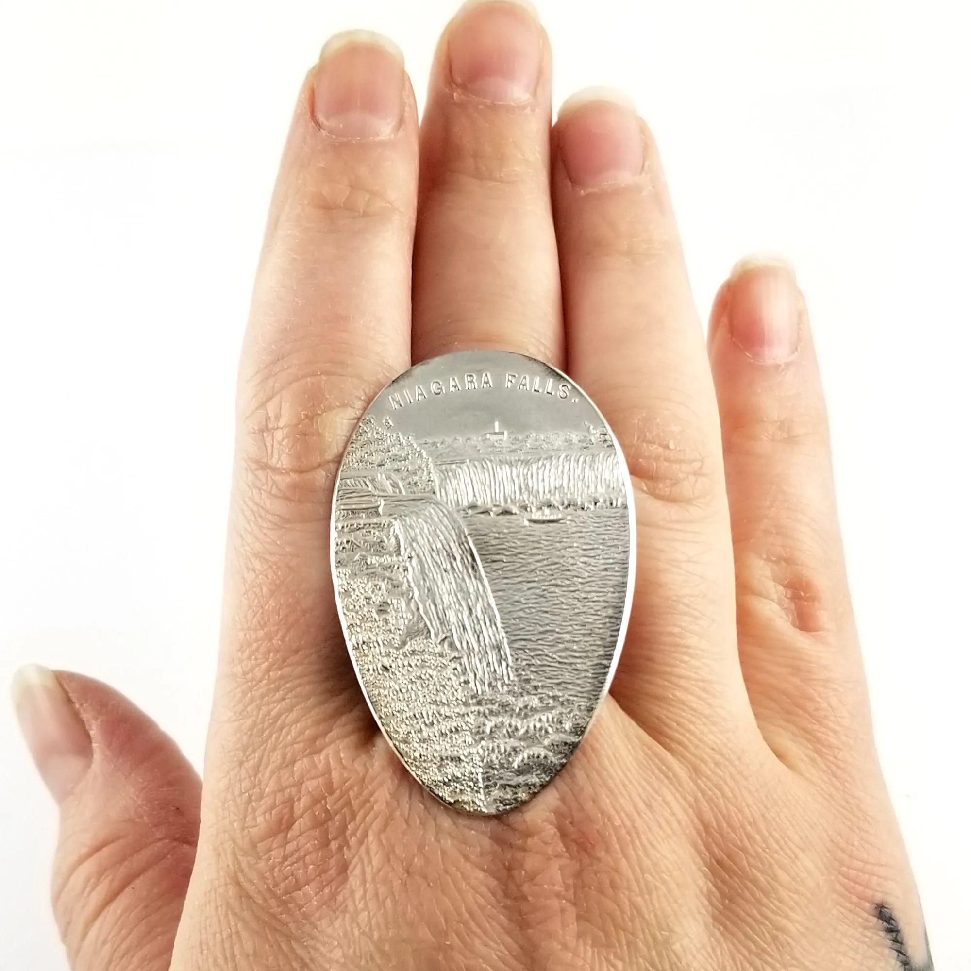 Sterling Silver Niagara Falls Souvenir Spoon Statement Ring