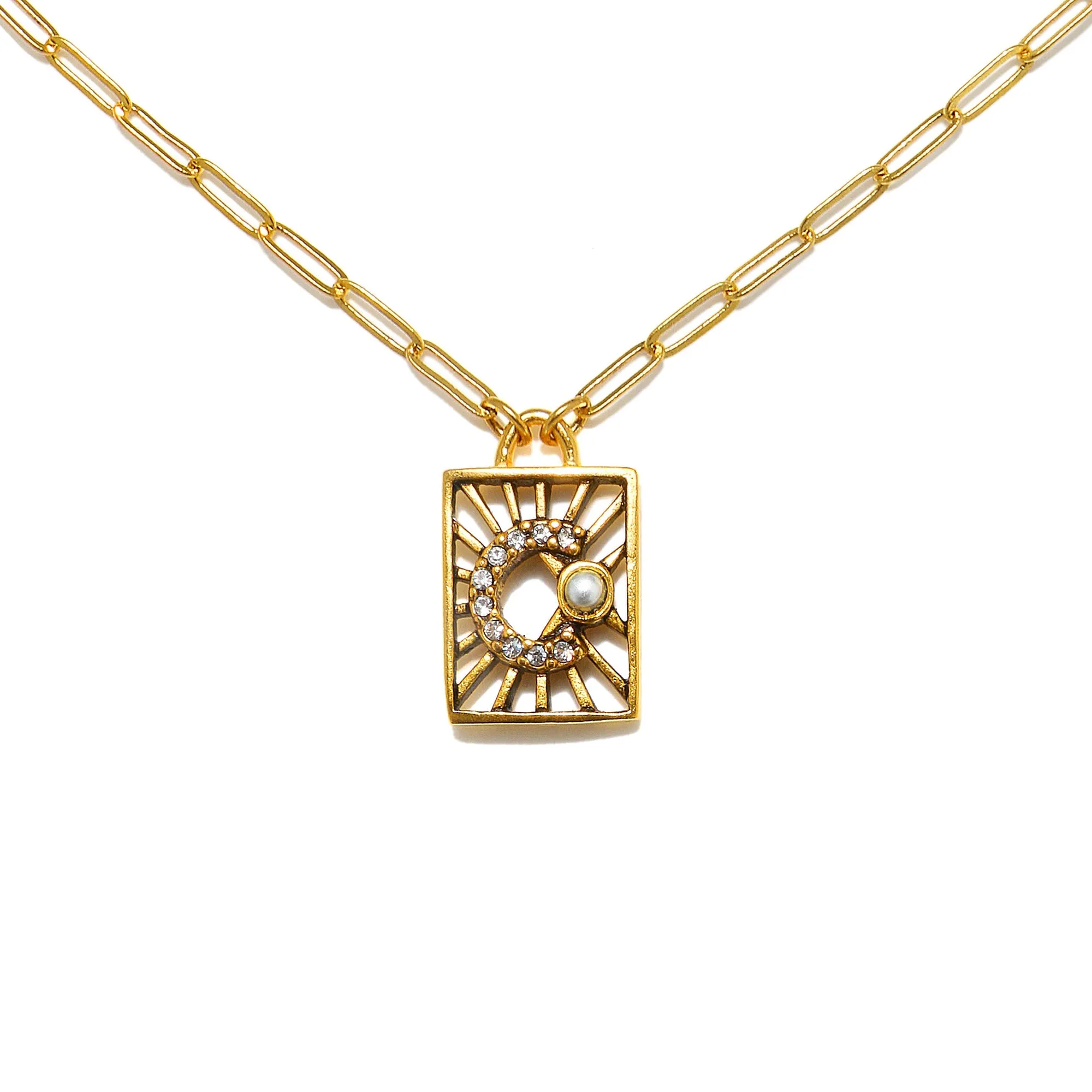 Sun Ray Initial Necklace