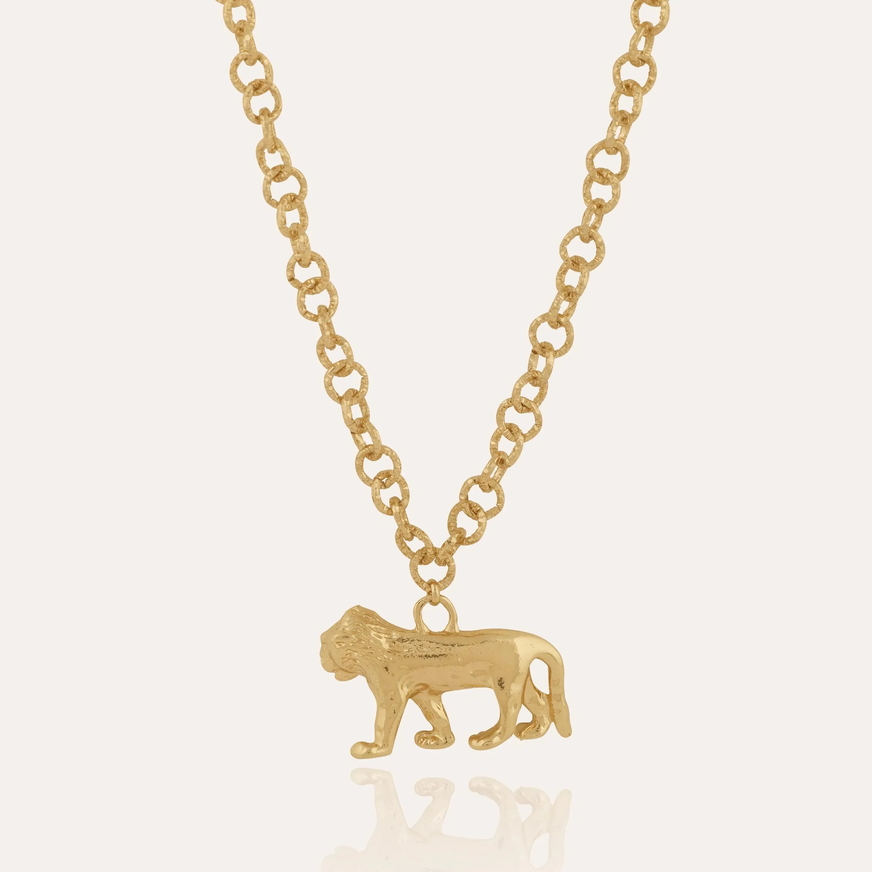 TFC 24K Lion Statement Gold Plated Pendant Necklace