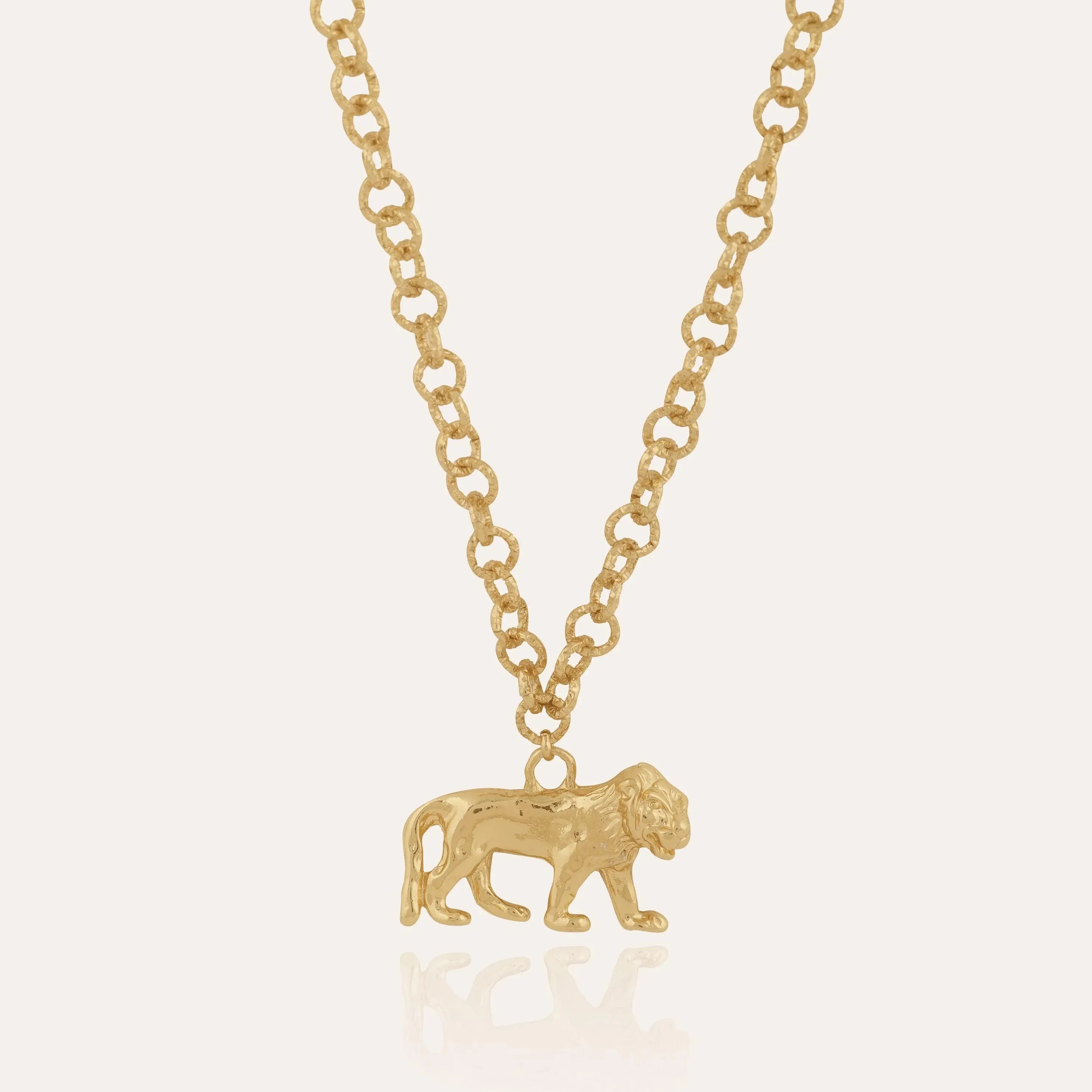 TFC 24K Lion Statement Gold Plated Pendant Necklace