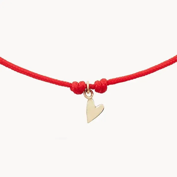 The deep love contemplation cord bracelet - 10k yellow gold, red cord