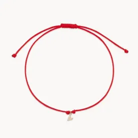 The deep love contemplation cord bracelet - 10k yellow gold, red cord