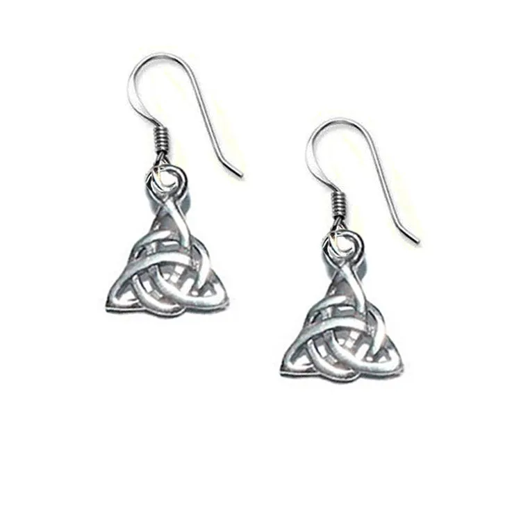 Triquetra "Trinity Knot" Celtic Drop Earrings, Sterling Silver