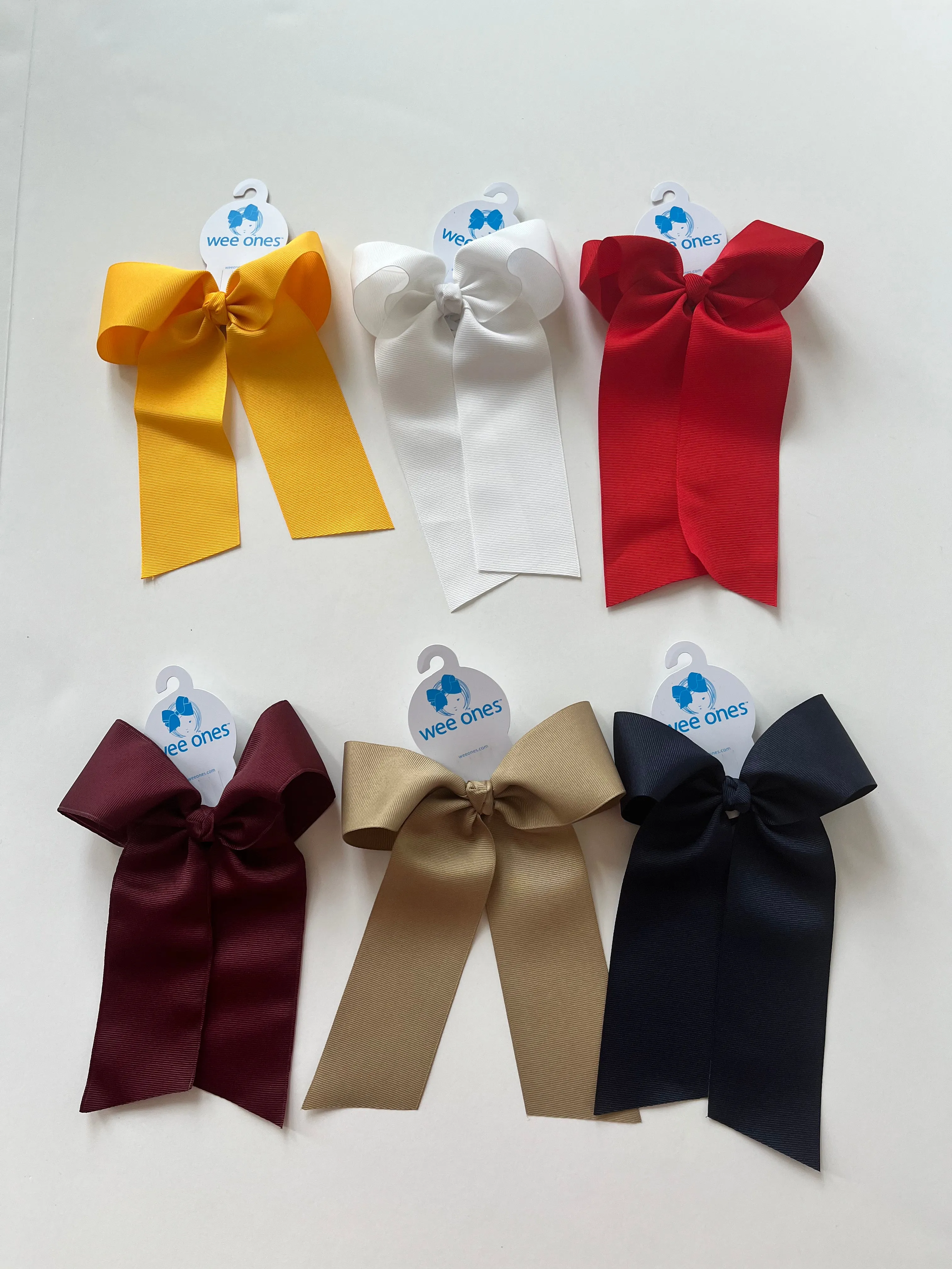 Two loop grosgrain bow with long tails ponytail