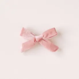 Velveteen Velvet Bow Children's Hair Clips - Blush