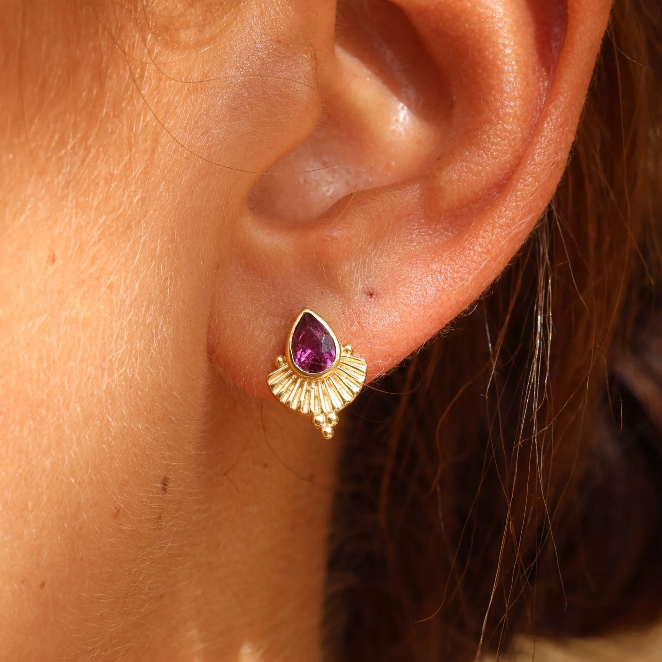 Venus Rhodolite Gold Earrings