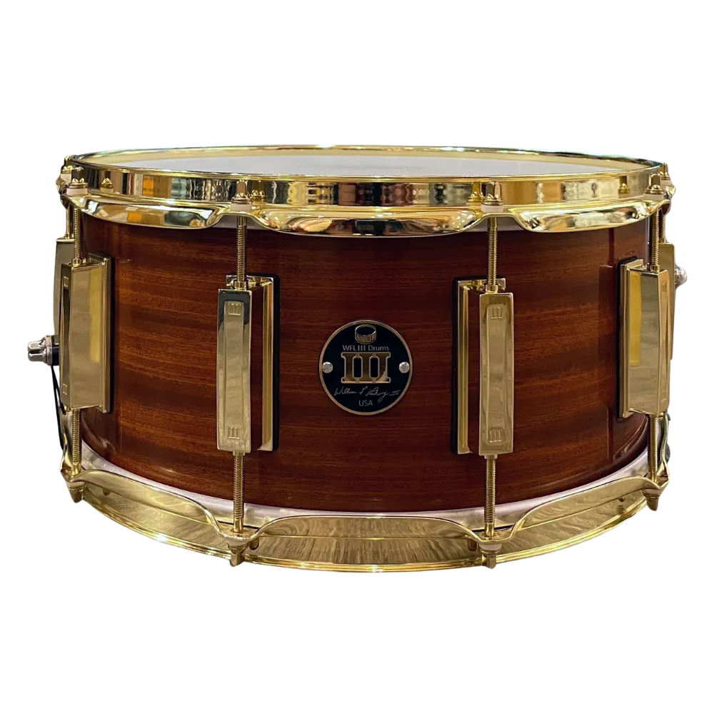 WFL3 Mahogany Snare Drum - Natural Gloss 6.5"x14" Brass Lugs Trick b2