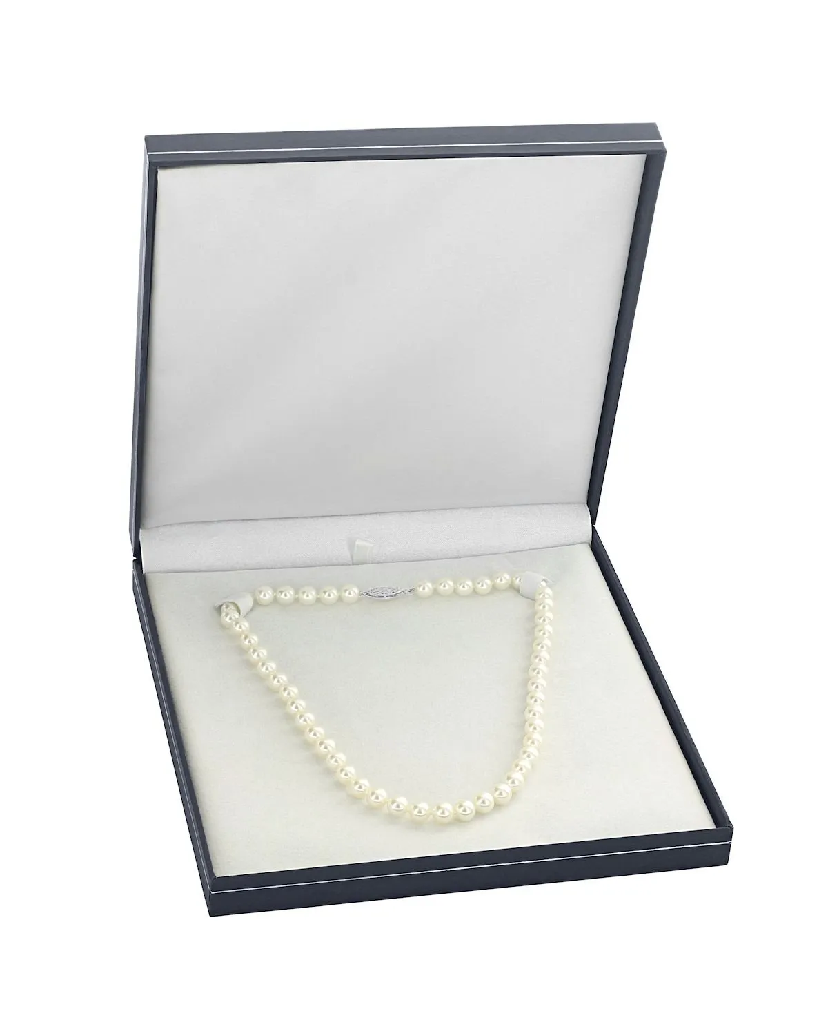 White Japanese Hanadama Akoya Pearl Necklace, 9.0-9.5mm